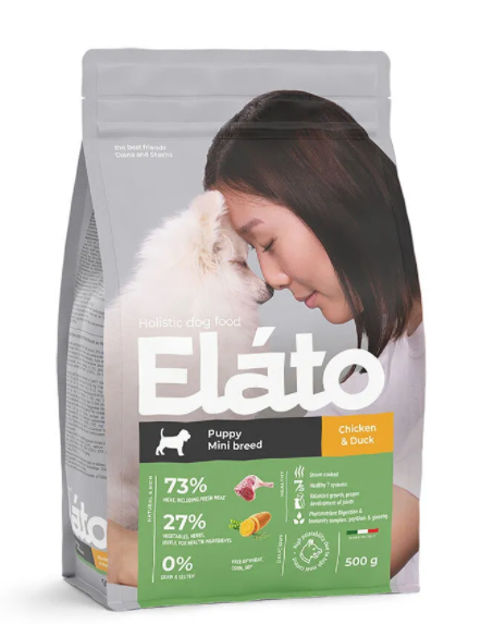 Elato Holistic корм для щенков мелких пород с курицей и уткой, 500 г