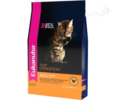 EUK Cat корм с домашней птицей для взрослых кошек 2 кг