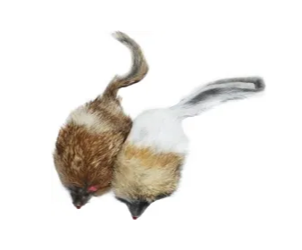 Игрушка д/кошек Мышь-погремушка, пушистая, натуральный мех 10 см(уп 20 шт).УЮТ