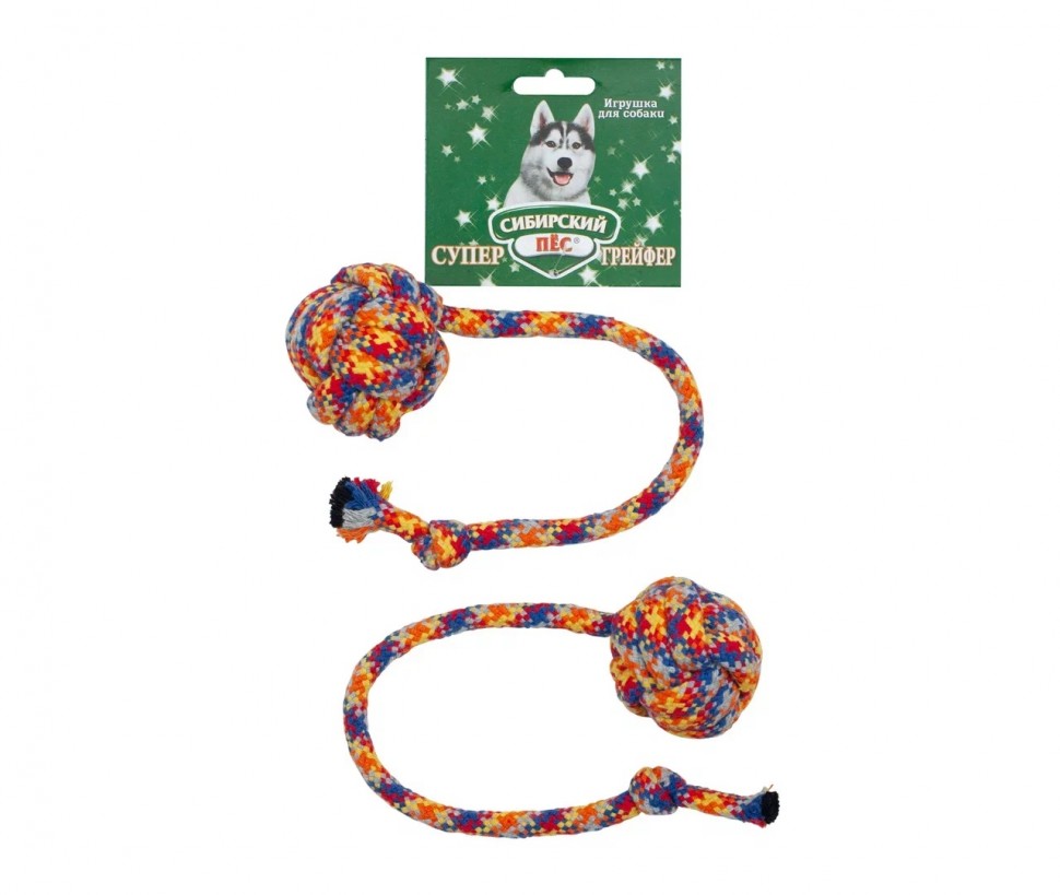 Грейфер "Сибирский пес" цветная веревка мяч канатный с узлом D = 10 мм