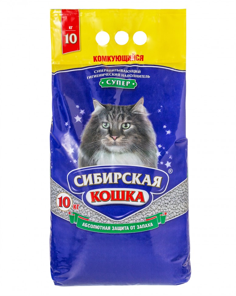 Сибирская кошка наполнитель 10кг супер комк