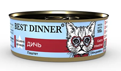Best Dinner Gastro Intestinal конс. д/кошек "Дичь"  0,1 кг