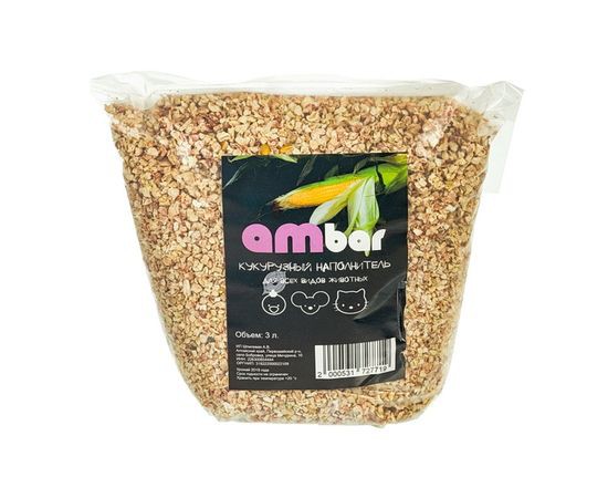 Наполнитель «Ambar» Кукурузный впитывающий для всех видов животных 3 литра