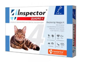 Инспектор Quadro капли д/кошек от 1 до 4 кг внешних и внутренних паразитов