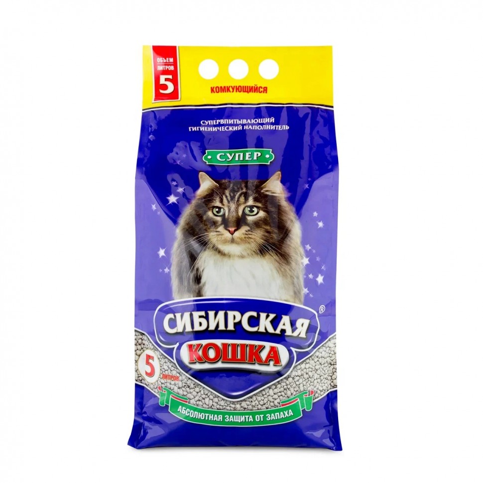 Сибирская кошка наполнитель 5л супер комк