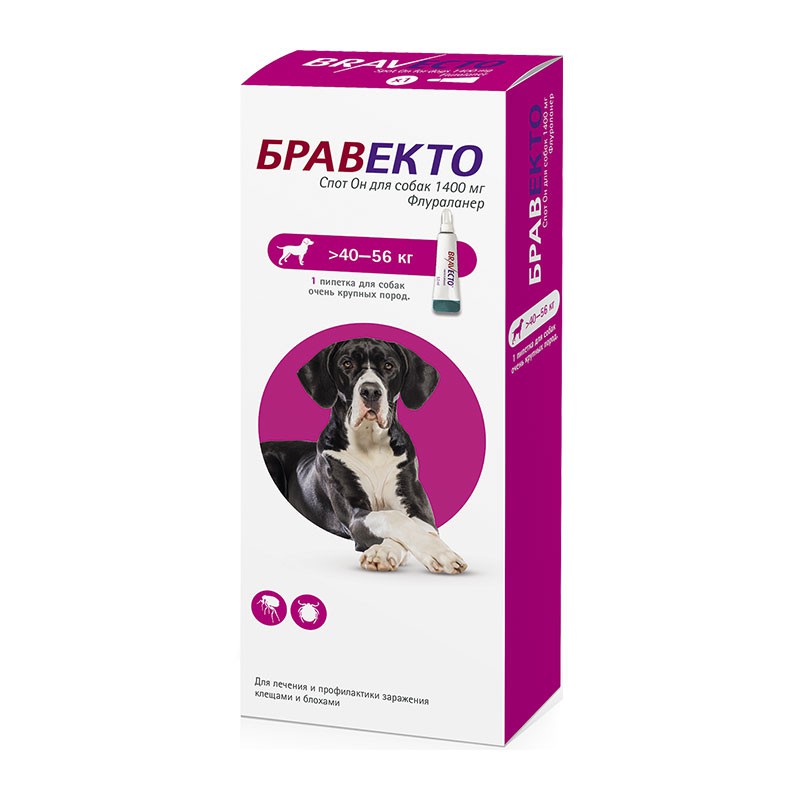 Бравекто Спот Он д/собак (1400 мг)  40-56 кг