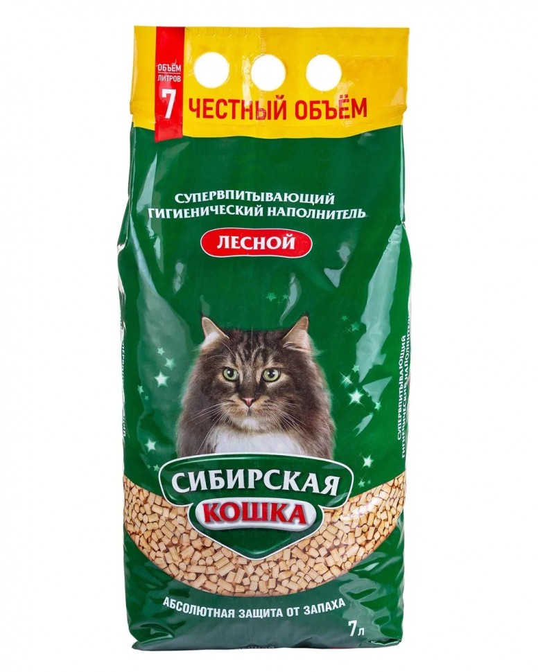 Сибирская кошка наполнитель 7л лесной