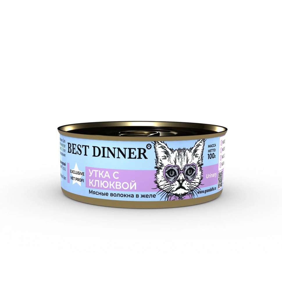 Best Dinner Urinary Конс. для кошек "Утка с клюквой" 0,1 кг