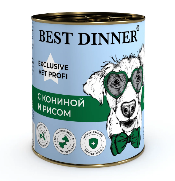 Best Dinner конс. Hypoallergenic для собак "С кониной и рисом"0,34 кг