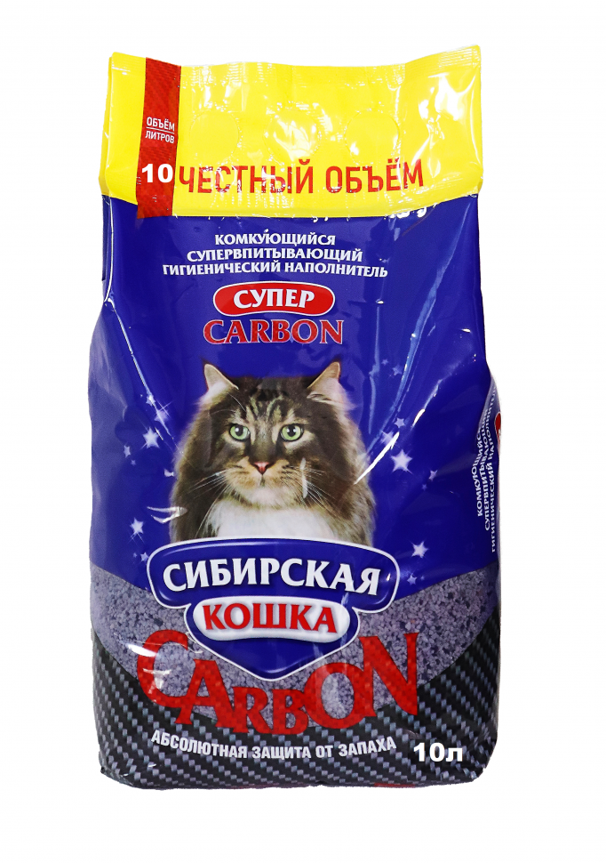 Сибирская Кошка Супер Карбон 10л комкующийся