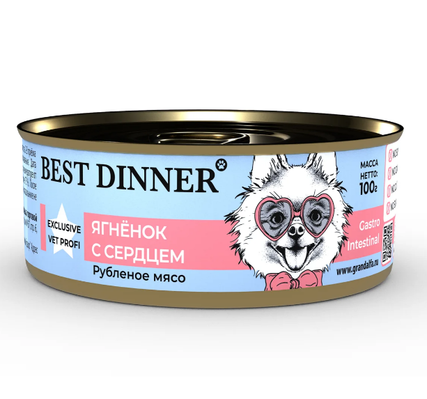Best Dinner конс. для собак Gastro Intestinal  "Ягненок с сердцем" 0,1 кг