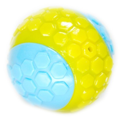 Мяч резиновый двухцветный с пшалками  и погремушкой 6,5см
