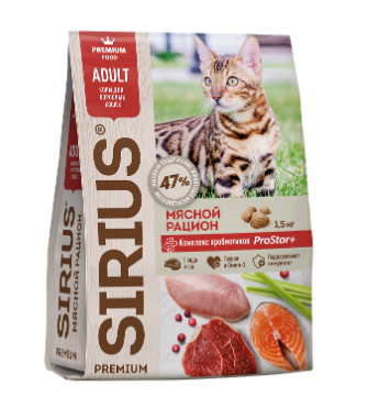 Сириус корм для кошек "Мясной рацион" 0,4кг