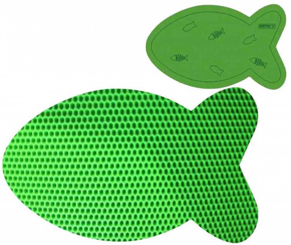 Коврик под лоток или миску "Рыба" 36*59см ЭВА зеленый