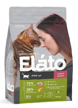 Elato Holistic корм для кошек с ягненком и олениной, 300г