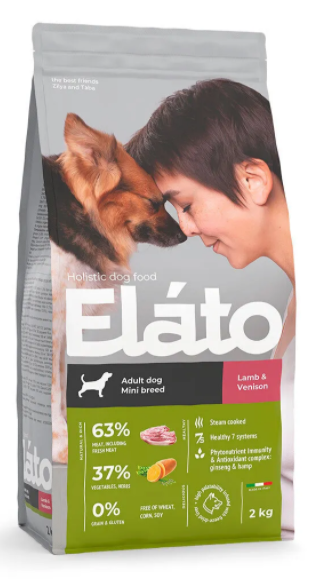 Elato Holistic корм для собак мелких пород с ягненком и олениной, 2кг